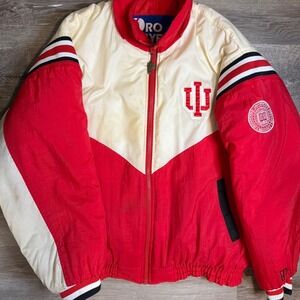 Vintage 90s Pro Player Indiana Hoosiers Jacket NCAA Jacket Mens L Cream Red